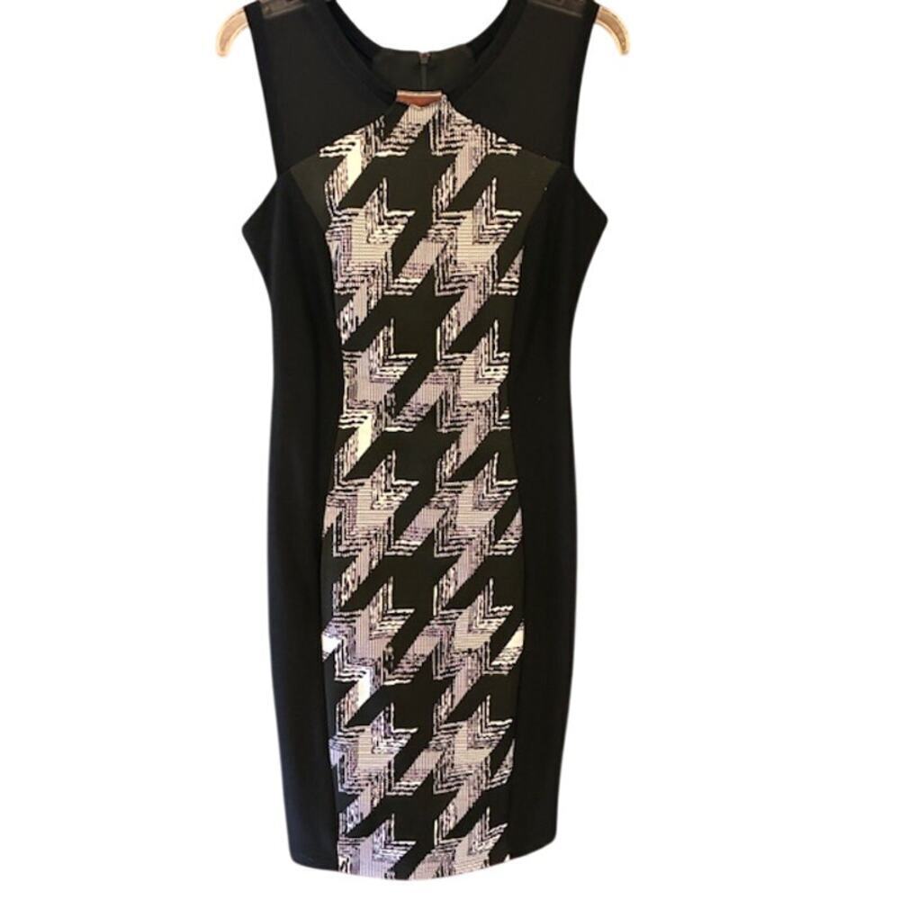 Joseph Ribkoff sheath dress‎ in black and white slimming size 8 career NEW
